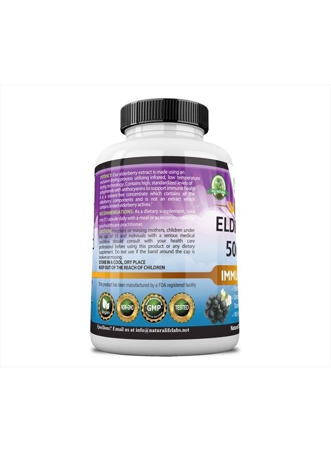 NaturaLife Labs Sambucus Elderberry 5,000 mg Super Concentrated 65:1 with Vitamin C & Zinc - Sambucus Extract Immune Support, Immune Defense| Non-GMO | 90 Veggie Capsules - Image 4