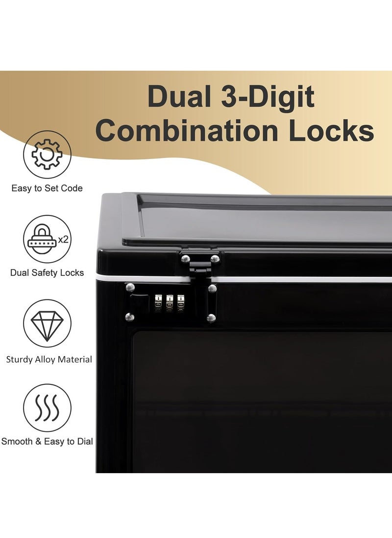 XiuWoo 2 Lock Stackable Clear Large Capacity Home Office Lock Box, Medication Lockable Container, Safe Locking Box, Medicine Storage Box Bin, Refrigerator Storage Organizer for Home School Office Safety  - Image 2