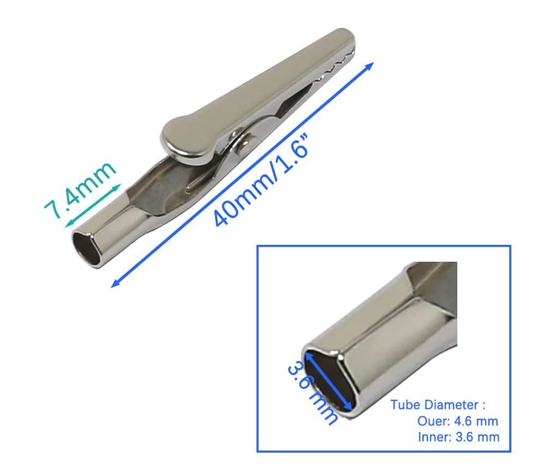 iexcell 100 Pcs 1.6 Inches / 40 mm Steel Alligator Clips Crocodile Clamps,Silver Tone Nickel Plated, Come in a Plastic Case - Image 3