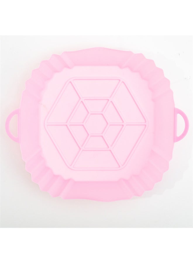 Air Fryer Silicone Pot Air Fryer Silicone Baking Tray Heat Resistant Easy To Clean Non-stick Coated Baking Tray-Specifications:Square Pink - Image 1