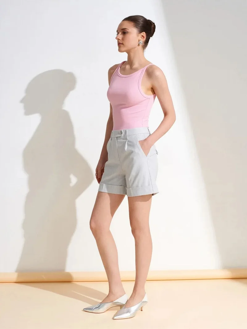 ديلفين DILVIN Ribbed Halterneck Sleeveless Blouse