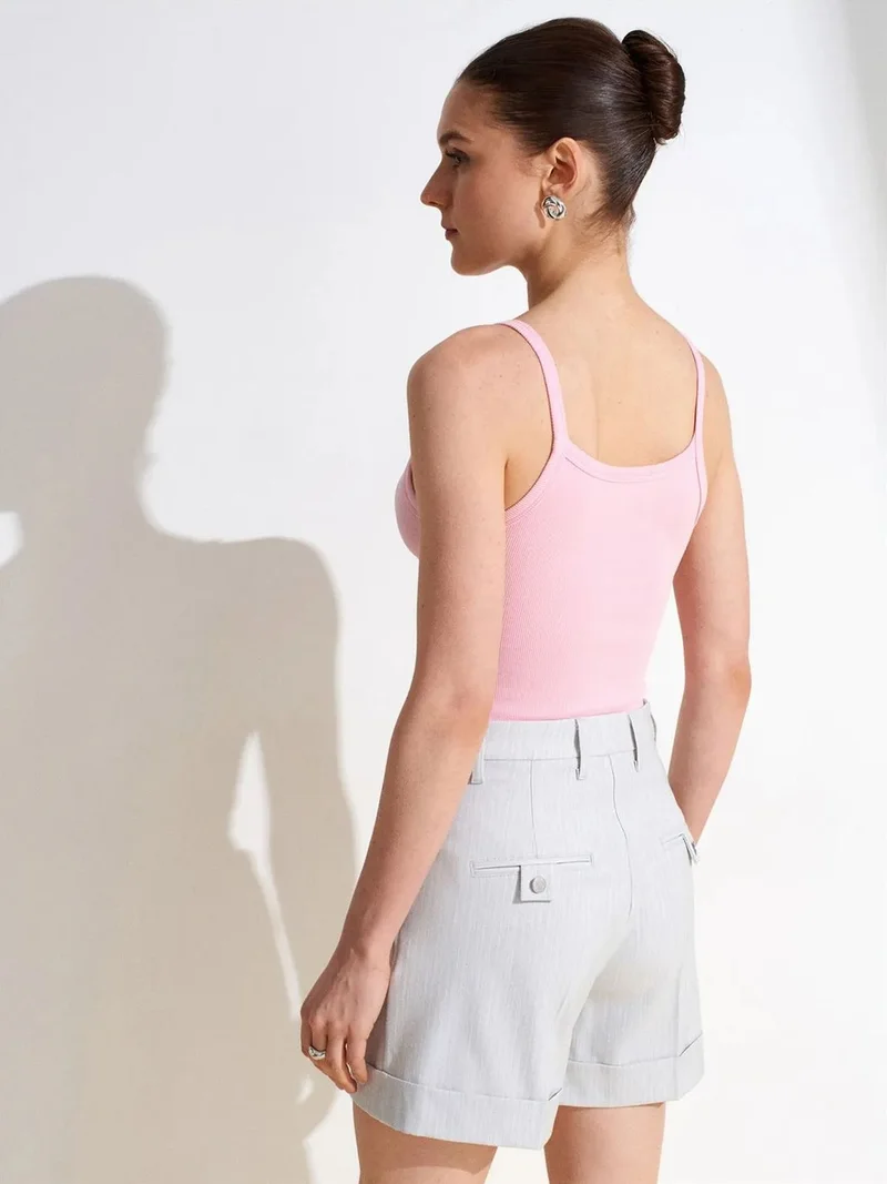 ديلفين DILVIN Ribbed Halterneck Sleeveless Blouse