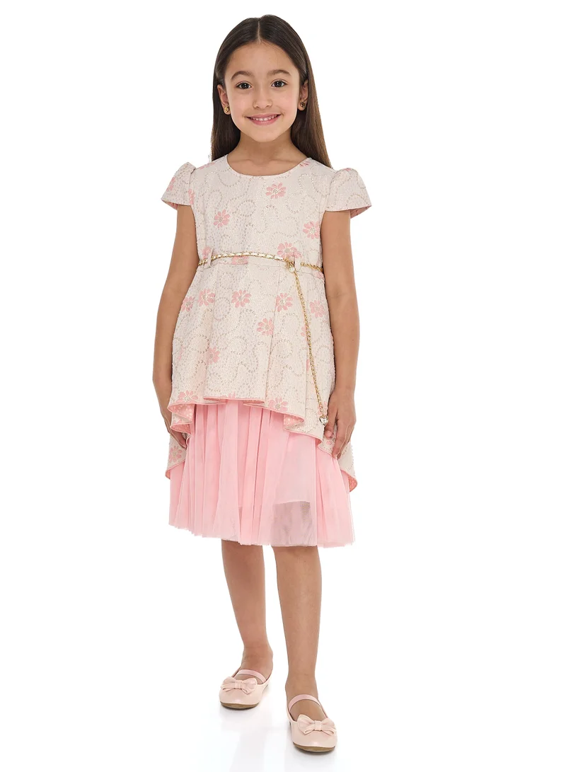 victor and jane Floral Applique Tulle Dress