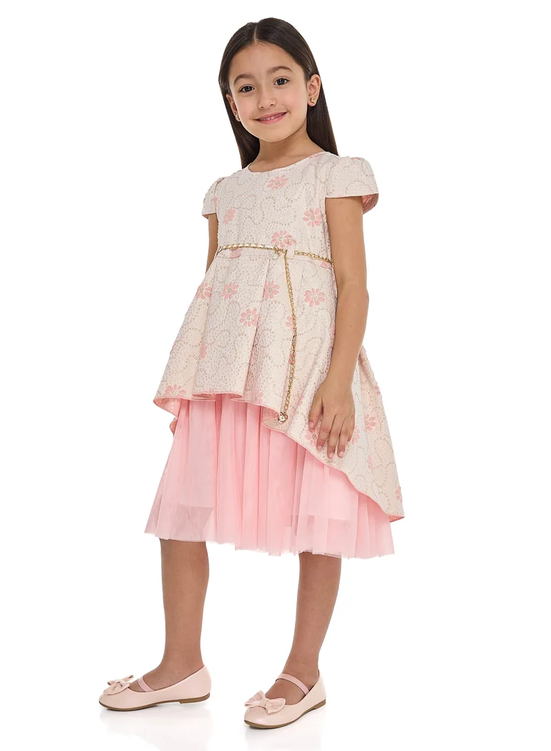 victor and jane Floral Applique Tulle Dress