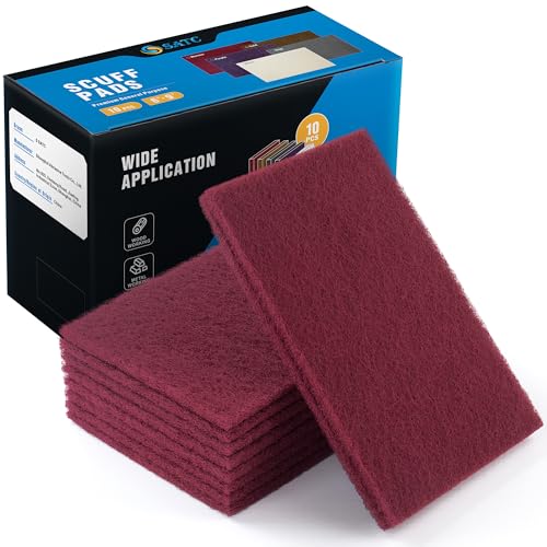 S SATC 6" x 9" Maroon General Purpose Scuff Pads,10 Pack Automotive Pads for Scuffing,Scouring,Sanding,Paint Primer Prep Adhesion Scratch for Automotive Restoration,Handicrafts - Image 1