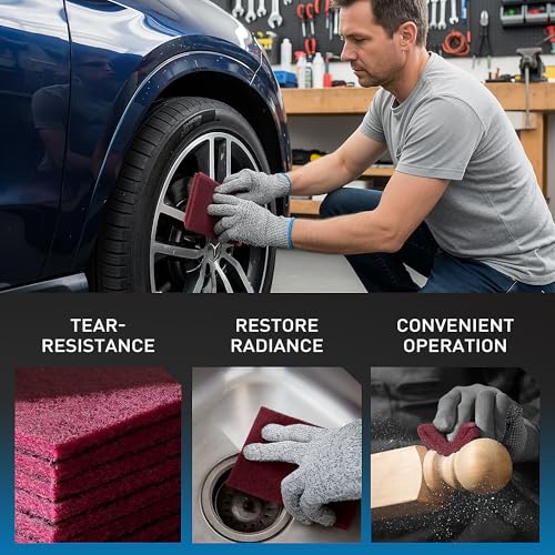 S SATC 6" x 9" Maroon General Purpose Scuff Pads,10 Pack Automotive Pads for Scuffing,Scouring,Sanding,Paint Primer Prep Adhesion Scratch for Automotive Restoration,Handicrafts - Image 3