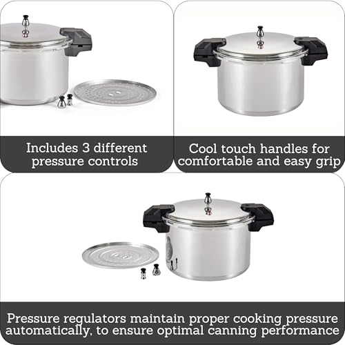 Mirro 92116 Polished Aluminum 5 / 10 / 15-PSI Pressure Cooker / Canner Cookware, 16-Quart, Silver - Image 2