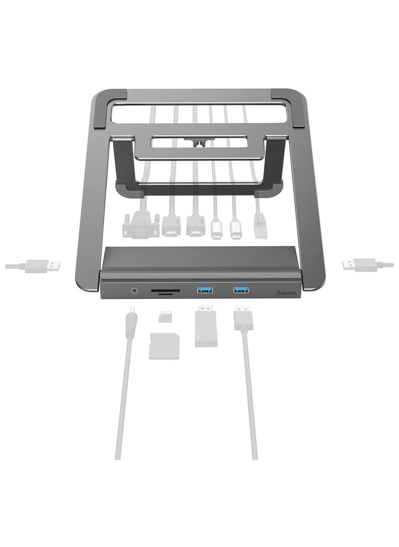 Hama - Hama 200106 12-In-1 USB-C Docking Station with Notebook Stand - Image 1