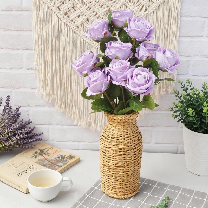 Kenpal Realistic Fake Roses Artificial Flowers with Stem for Decoration Floral Arrangement Centerpieces Wedding Bouquets (10, Lavender) - Image 5