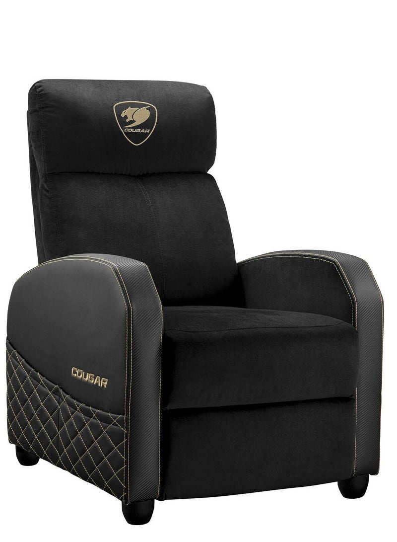 Cougar Ranger Elite Gold Gaming Sofa, Side Storage Pocket, Breathable Velvet Fabric Surface, Adjustable Design, Supports Up to 135kg Max Weight, Black/Gold | 3MRAEGLB.0001 - Image 1