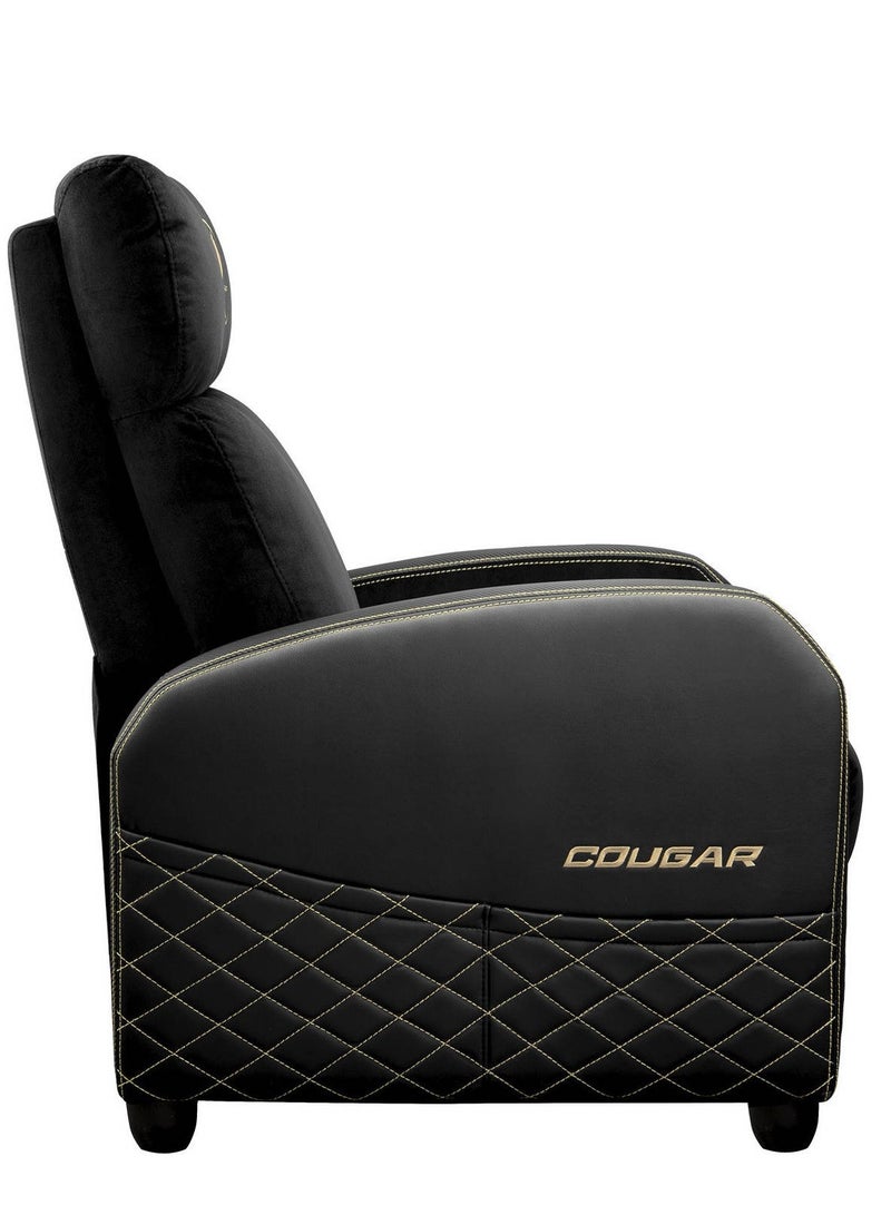 Cougar Ranger Elite Gold Gaming Sofa, Side Storage Pocket, Breathable Velvet Fabric Surface, Adjustable Design, Supports Up to 135kg Max Weight, Black/Gold | 3MRAEGLB.0001 - Image 5