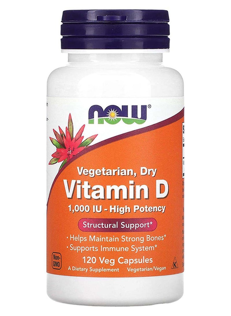 NOW Foods, Vegetarian Dry Vitamin D, 1,000 IU, 120 Veg Capsules - Image 1