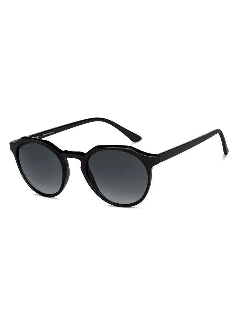 VINCENT CHASE VINCENT CHASE EYEWEAR By Lenskart | Full Rim Round Branded Latest and Stylish Sunglasses | Polarized and 100% UV Protected | Men & Women | Small | VC S14523 Black - Pack of 1