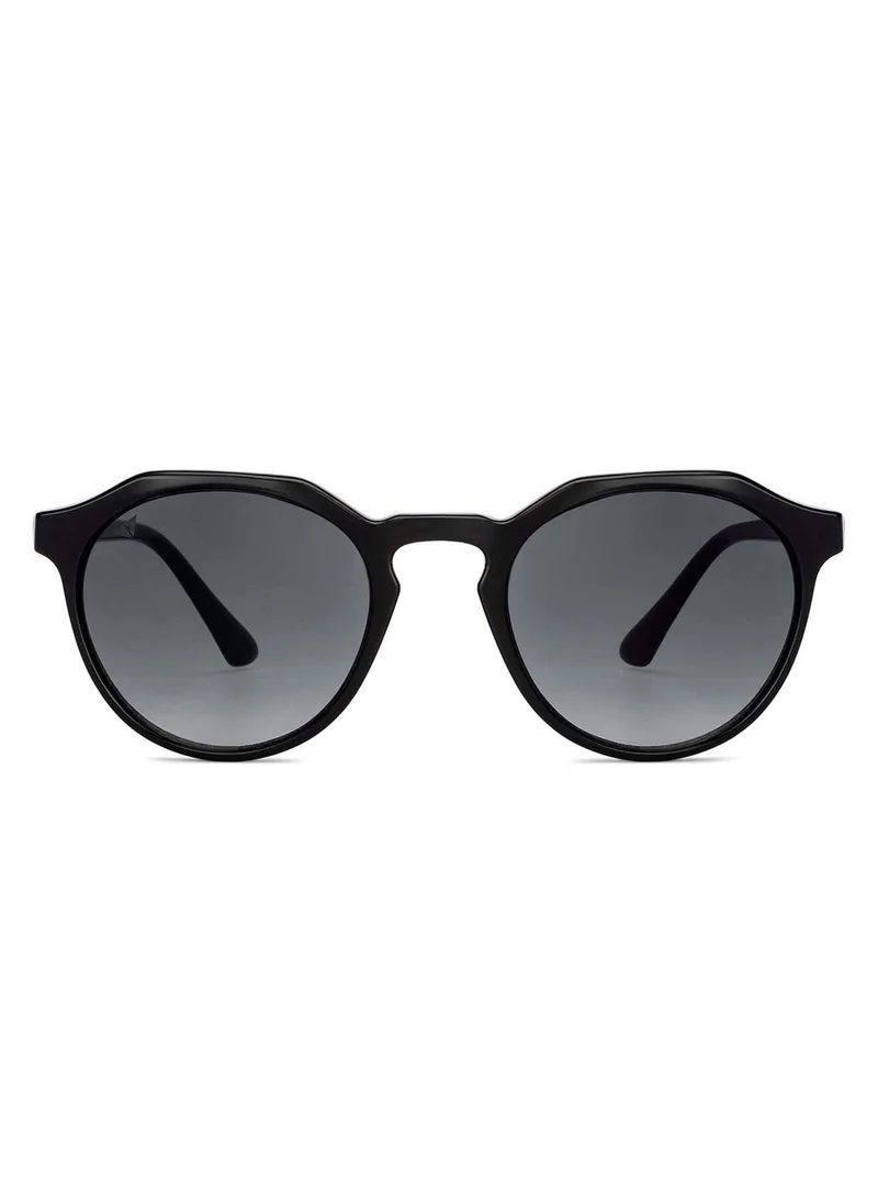 VINCENT CHASE VINCENT CHASE EYEWEAR By Lenskart | Full Rim Round Branded Latest and Stylish Sunglasses | Polarized and 100% UV Protected | Men & Women | Small | VC S14523 Black - Pack of 1