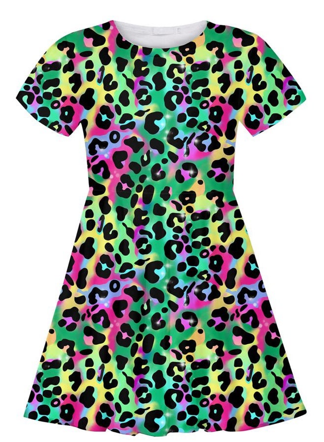 ALISISTER Little Girls Dress Short Sleeve Toddler Summer Sundress 2-9T, A Leopard, 2-3 Years - Image 1