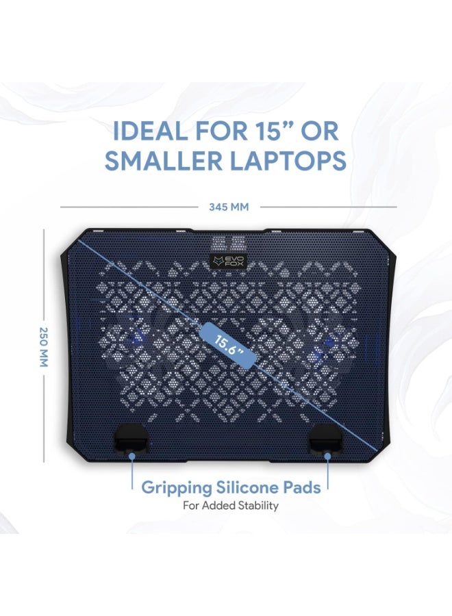EvoFox Laptop Cooling Pad with 1000 RPM 2X Silent Fans, 5 Adjustable Angles, LED Lights - Image 4