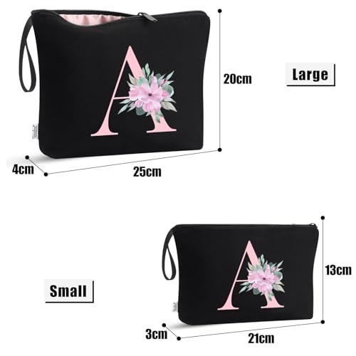 Vavabox AZ Personalized Makeup Bag Birthday Gifts for Women Mom Gifts for Best Friend Bride Bridesmaid Cosmetic bag T 04Black Set - Image 3