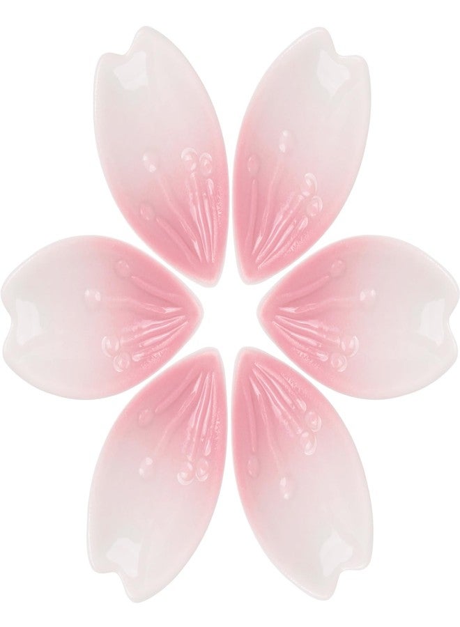 wusuowea Cherry Blossom Chopsticks Holder,6Pcs Cute Flowers Chopstick Rest Ceramic Japanese Style Chopsticks Rest Pink Stand Holder for Chopsticks, Forks, Spoons,Brush Rests - Image 1