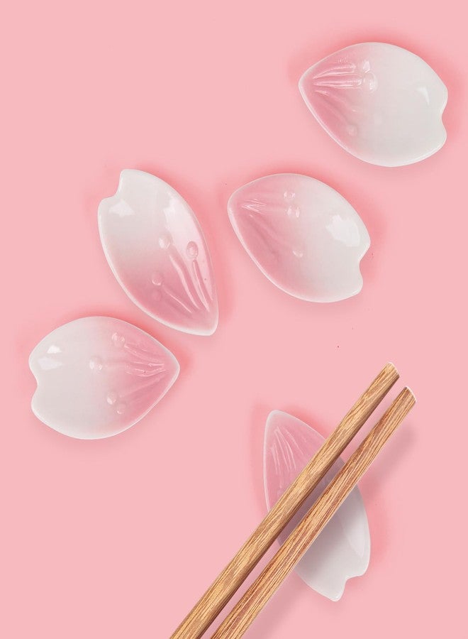 wusuowea Cherry Blossom Chopsticks Holder,6Pcs Cute Flowers Chopstick Rest Ceramic Japanese Style Chopsticks Rest Pink Stand Holder for Chopsticks, Forks, Spoons,Brush Rests - Image 3