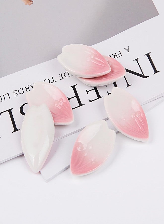 wusuowea Cherry Blossom Chopsticks Holder,6Pcs Cute Flowers Chopstick Rest Ceramic Japanese Style Chopsticks Rest Pink Stand Holder for Chopsticks, Forks, Spoons,Brush Rests - Image 2