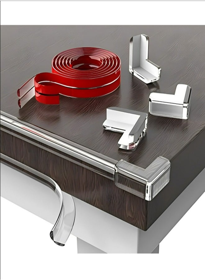 Healife - Baby Safe Corner Guard Set, 2M Silicone PVC Pre-Tape Adhesive with 4 Corner Guards for Protecting Cabinet Table Drawers from Sharp Corners - Image 1