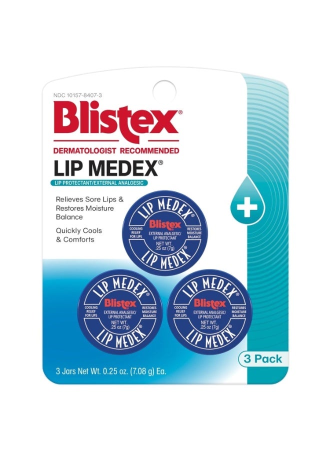 Blistex Lip Medex, 0.25 Ounce, 3 Count, Medicated Relief with Immediate Cooling, Soothes & Protects, Advanced Hydration, Restores Healthy Moisture Balance to Lips, Stocking Stuffer for Women & Men - Image 3