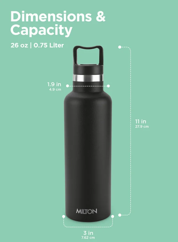 ميلتون ميلتون زجاجة مياه معزولة بالفاكيوم 750 مل - أسود Black