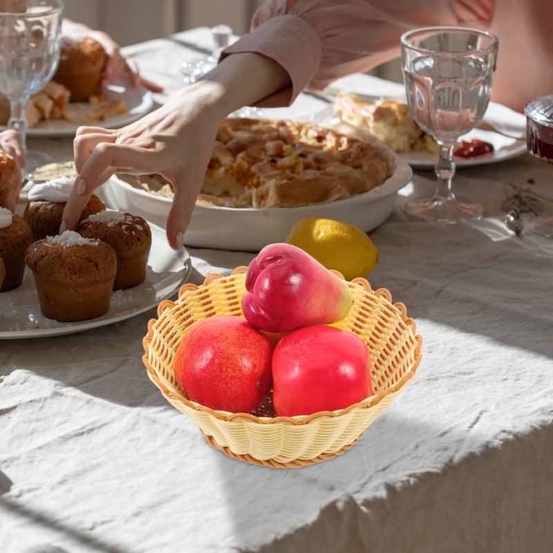 2pcs Snack Serving Dish Dried Fruit Storage Tray Imitation Rattan Woven Storage Basket - Image 3