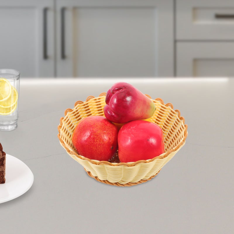 2pcs Snack Serving Dish Dried Fruit Storage Tray Imitation Rattan Woven Storage Basket - Image 4