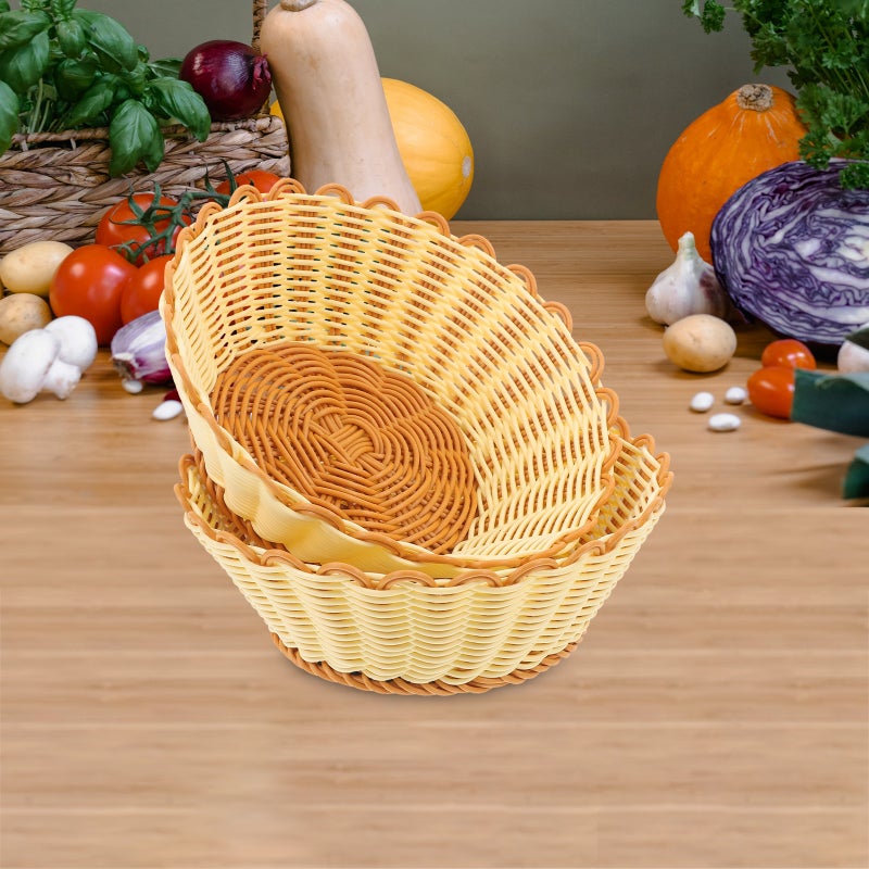 2pcs Snack Serving Dish Dried Fruit Storage Tray Imitation Rattan Woven Storage Basket - Image 5