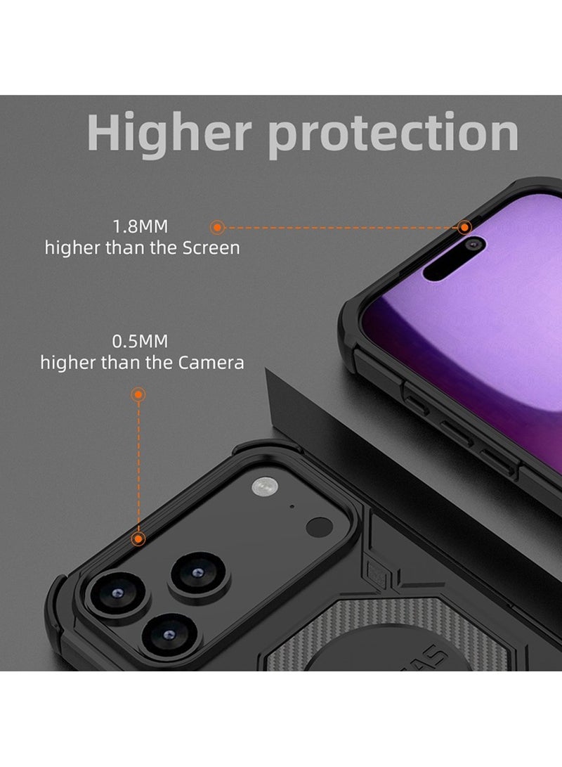 BIBERCAS For iPhone 17 Pro Case Compatible with MagSafe Anti Drop TPU + PC Phone Cover - Black - Image 4