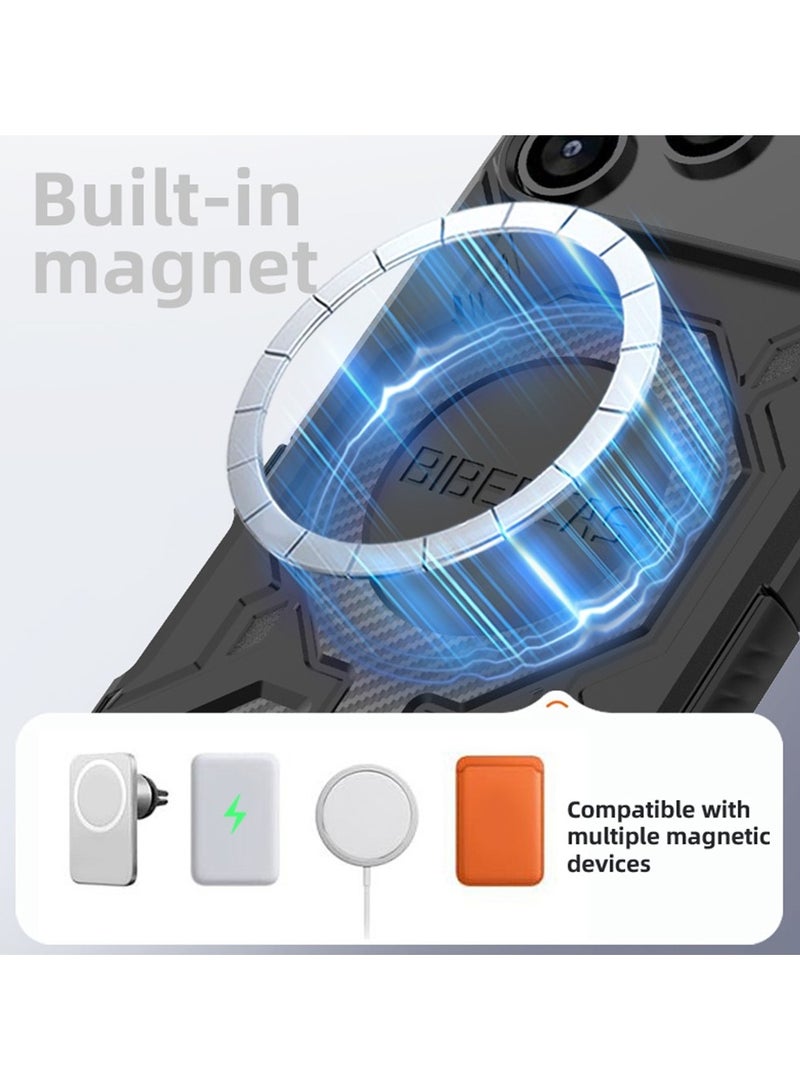 BIBERCAS For iPhone 17 Pro Case Compatible with MagSafe Anti Drop TPU + PC Phone Cover - Black - Image 3