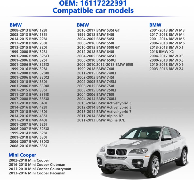 YITHSWAY غطاء خزان الوقود بديل 16117222391 لسيارات BMW من 1999 إلى 2018 موديلات E39 E46 E60 E90 E92-128i 320i 325i 328i 328xi 330i 330xi 335i 525i 528i 530i 535i 750i X1 X3 X5 Z4 M3، وميني كوبر 10844,31848 أغطية خزانات الوقود. - Image 2
