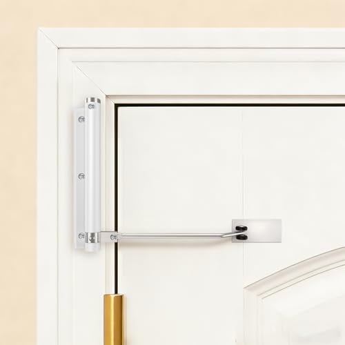 Bellairis Automatic Door Closer Stops Door Slamming UltraQuiet Soft Close for Home Apartment Doors Upgraded Aluminum Roller Arm ScratchFree Adjustable Speed Self Closing Spring Door Closer White - Image 1