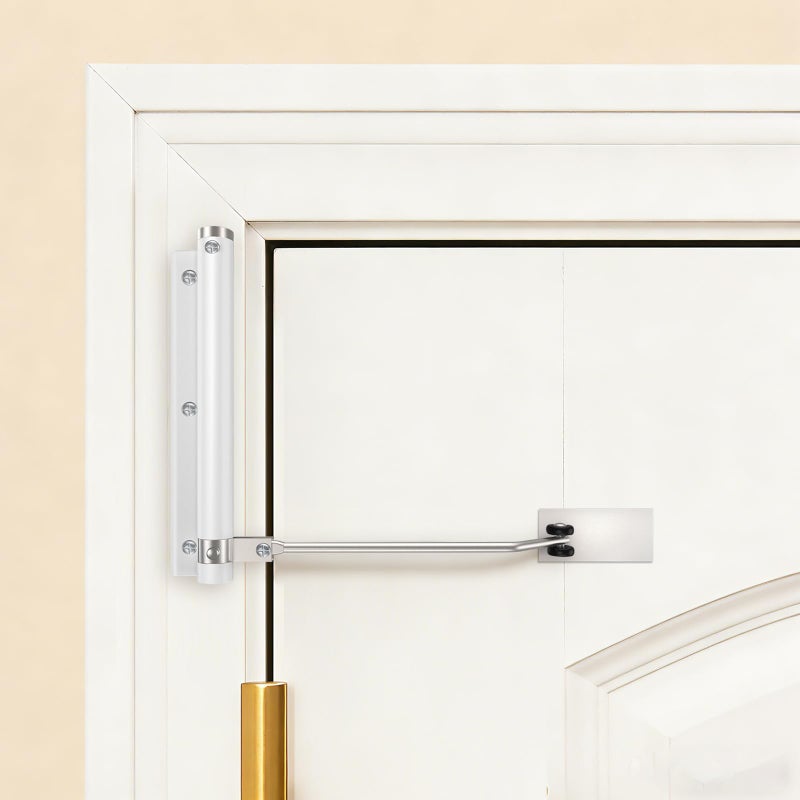 Bellairis Automatic Door Closer Stops Door Slamming UltraQuiet Soft Close for Home Apartment Doors Upgraded Aluminum Roller Arm ScratchFree Adjustable Speed Self Closing Spring Door Closer White - Image 2