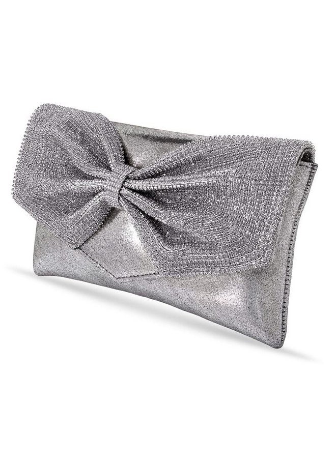 Aheli - Indian Clutch Purses For Women Wedding Handmade Evening Handbags Party Bridal Clutch Grey Small - Image 1