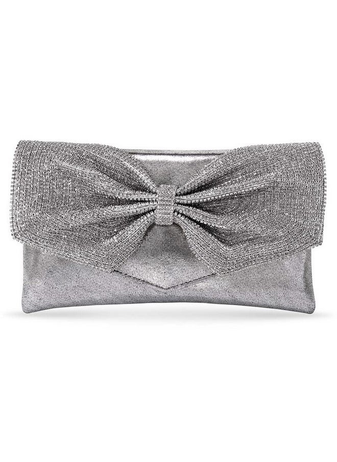 Aheli - Indian Clutch Purses For Women Wedding Handmade Evening Handbags Party Bridal Clutch Grey Small - Image 1