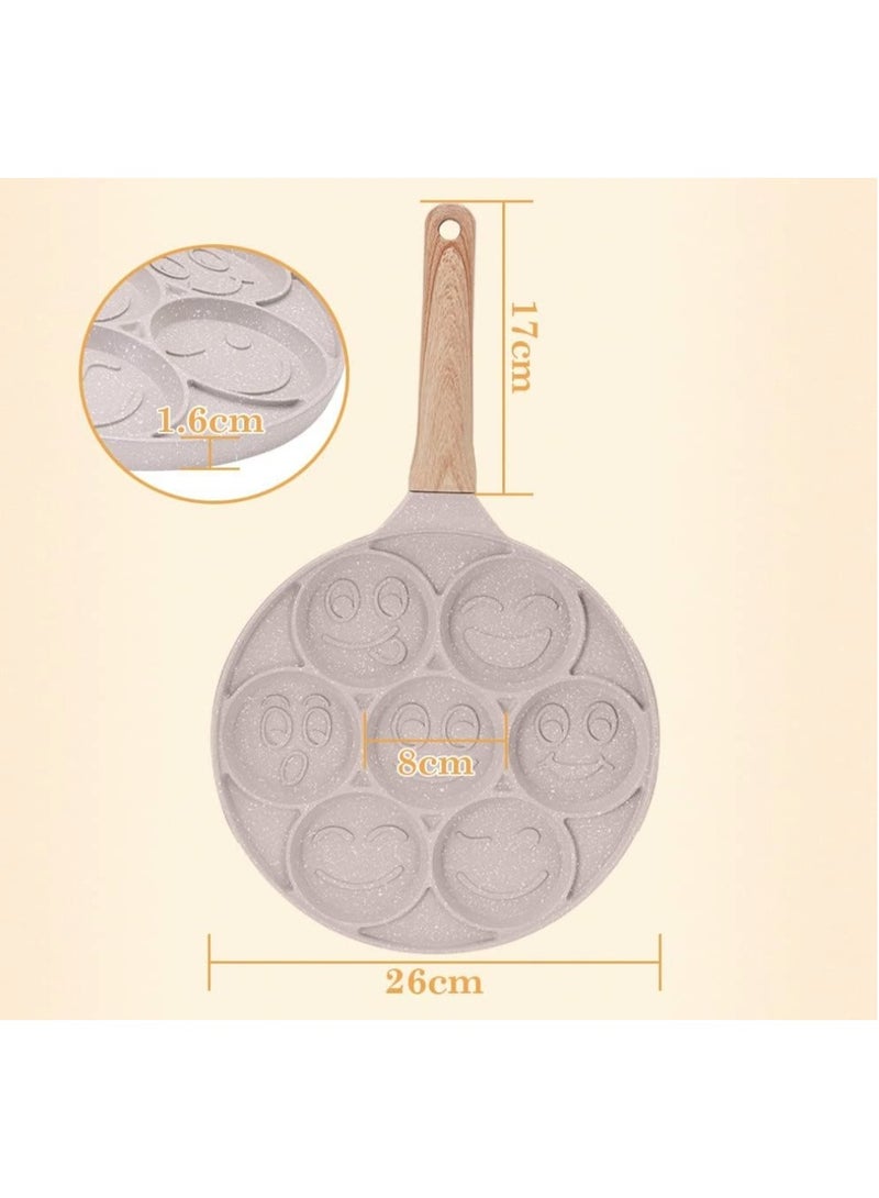 إيباسكت طاسة بان كيك 7 فتحات من ايباسكيت صينية كريب صغيرة غير لاصقة بمقبض قابل للفصل بمسمار قالب بان كيك للاطفال امنة للاستخدام في الفرن (قد تختلف اللون) - Image 1