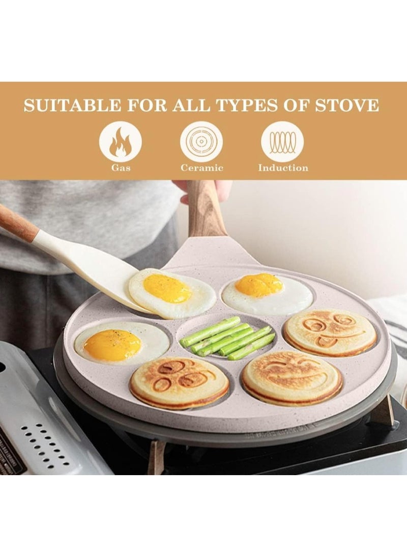 إيباسكت طاسة بان كيك 7 فتحات من ايباسكيت صينية كريب صغيرة غير لاصقة بمقبض قابل للفصل بمسمار قالب بان كيك للاطفال امنة للاستخدام في الفرن (قد تختلف اللون) - Image 3