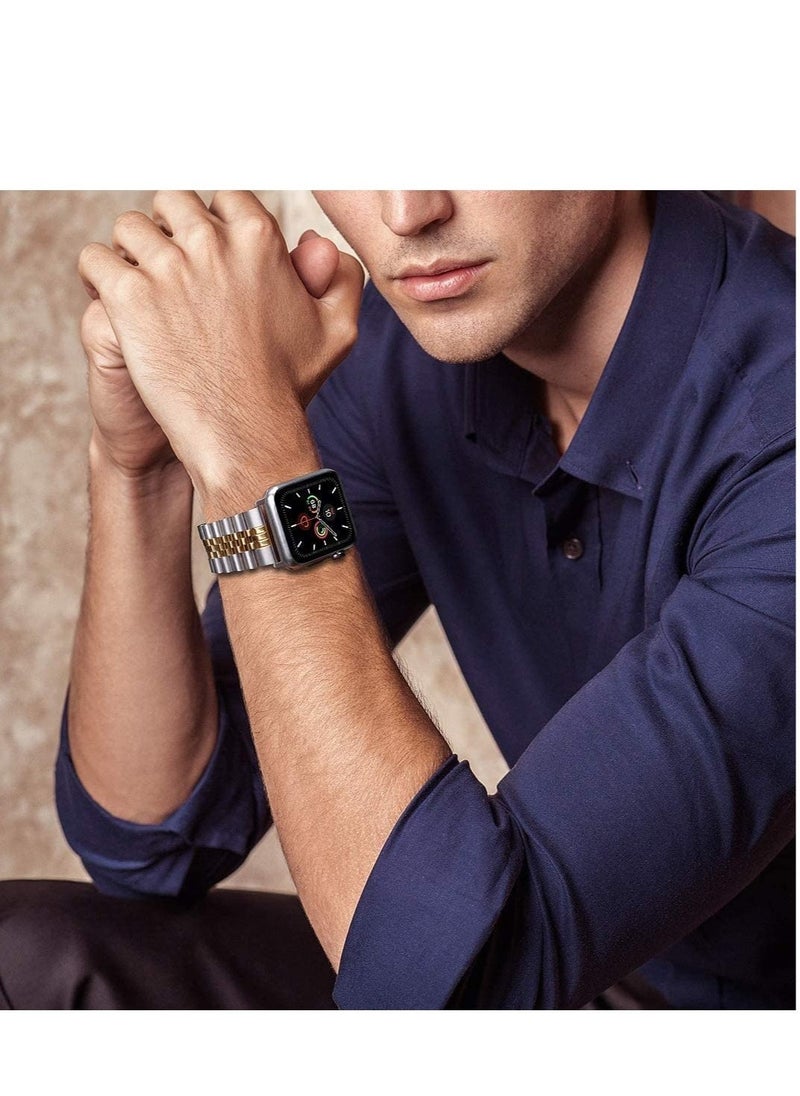 Compatible with Apple Watch Band 44mm 42mm 40mm 38mm Stainless Steel Heavy Band with Butterfly Folding Clasp Link Bracelet - Image 5