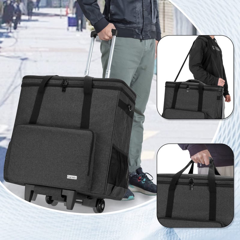 CURMIO Rolling PC Carrying Case, Double Layers Desktop Tower Travel Bag with Wheels for PC Chassis, Keyboard and Mouse, Black (Bag Only, Patented Design) - Image 4