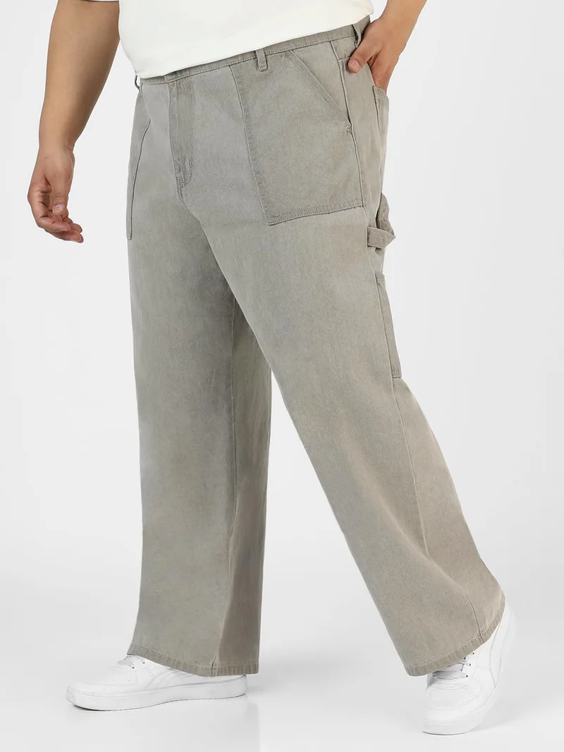 Urbano Fashion  Urbano Plus Men's Ice Grey Loose Fit Cargo Carpenter Jeans With 6 Pockets Non-Stretchable  | Best Price UAE