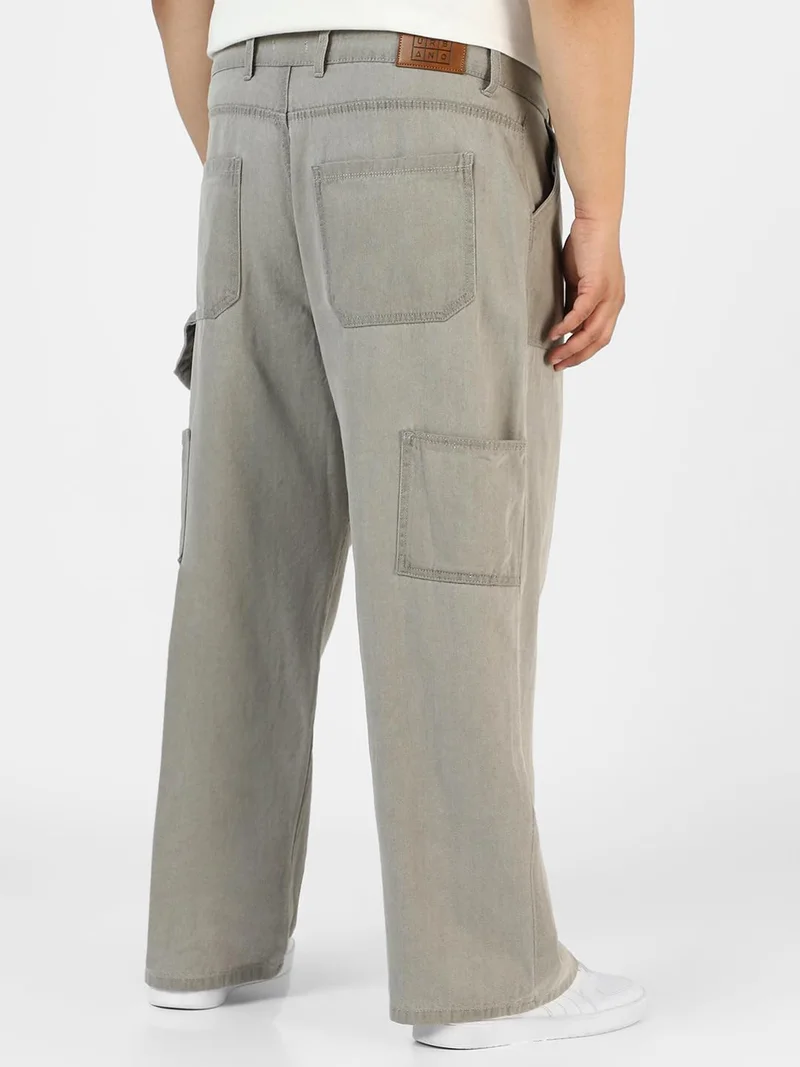Urbano Fashion  Urbano Plus Men's Ice Grey Loose Fit Cargo Carpenter Jeans With 6 Pockets Non-Stretchable  | Best Price UAE