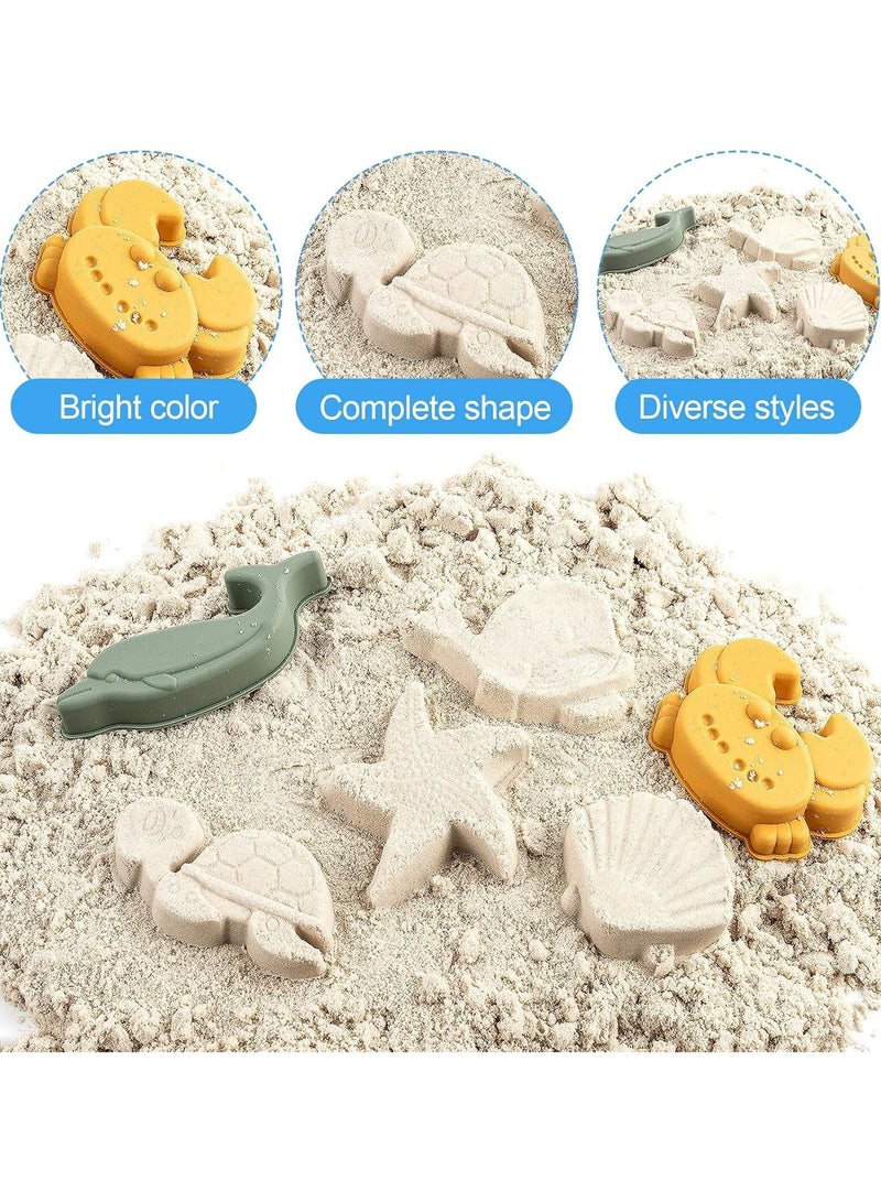 VUCATIN Silicone Sand Toys for Baby with Portable Beach Bag - Kids Beach Set with Beach Toy Molds Shovel Bucket Set - Sand Toys Toddler Sandbox Toys for Kids Outdoor Summer Playset (Blue)  - Image 4