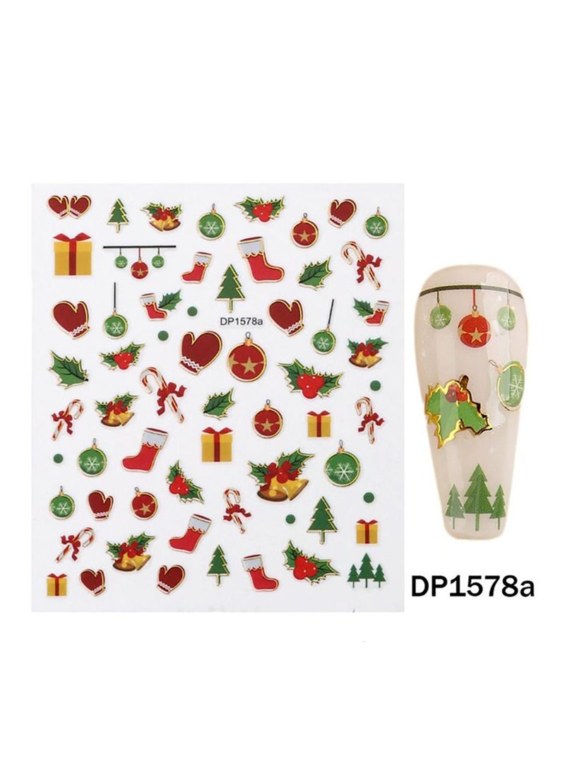 brunson Christmas Nail Stickers Decals, Winter Snowflakes Snowman 3D Self-Adhesive Nail Art Stickers Cute Elk Santa Claus Design Nail Decorations Xmas DIY Manicure Supplies for Women Girls - Image 2