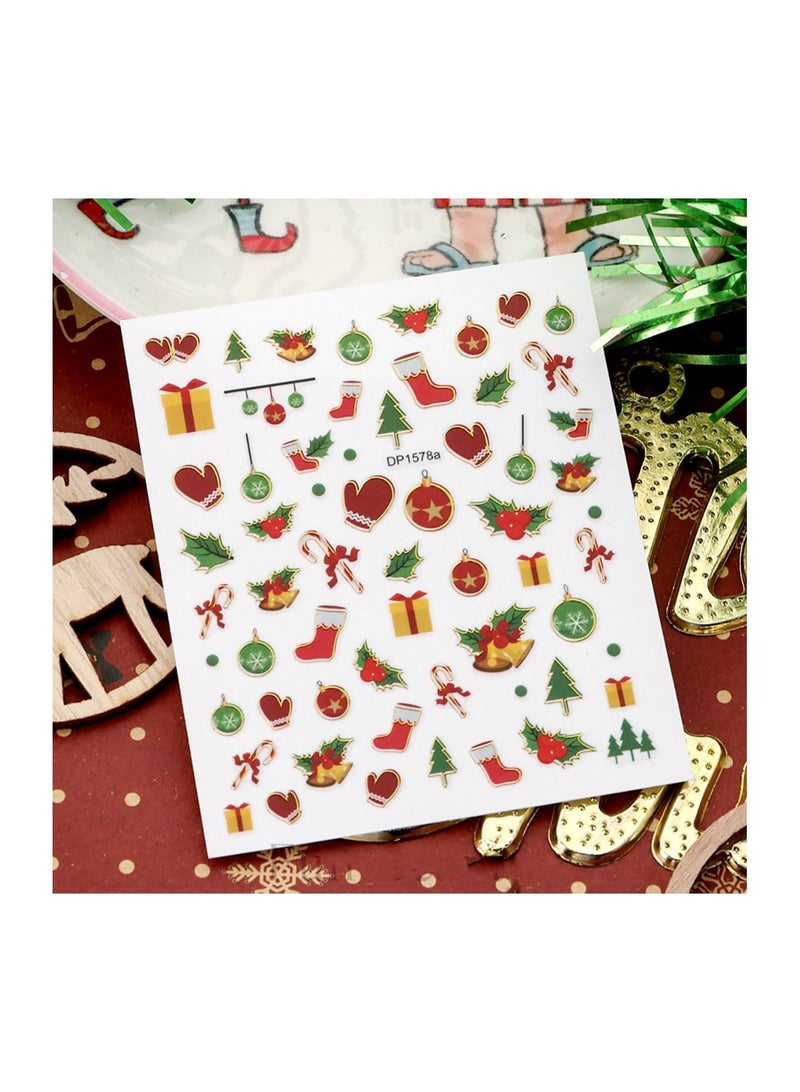 brunson Christmas Nail Stickers Decals, Winter Snowflakes Snowman 3D Self-Adhesive Nail Art Stickers Cute Elk Santa Claus Design Nail Decorations Xmas DIY Manicure Supplies for Women Girls - Image 4