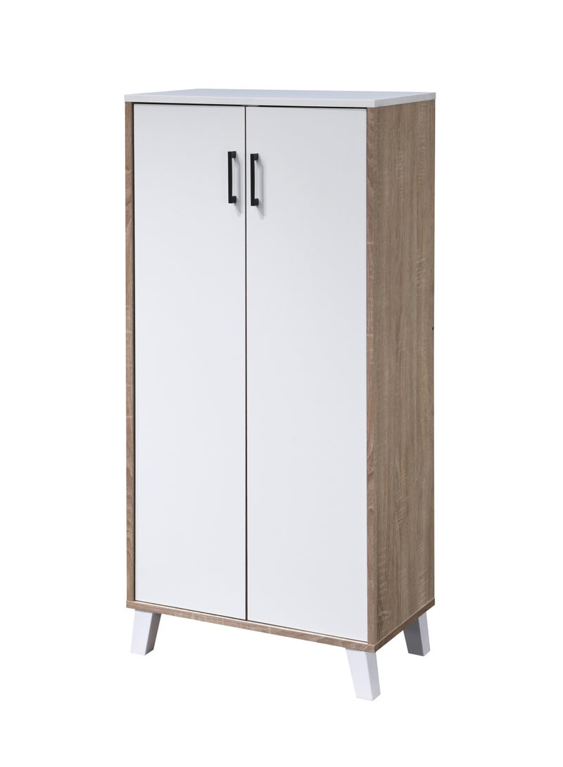 دبيلو تي- إيزي كير خزانة أحذية طويلة بأبواب، من خشب البلوط سونوما، مصنوعة من الخشب الهندسي، بتصميم أنيق بمقبضين، ومنظم تخزين عصري للمداخل وغرف النوم والممرات - رف أحذية صغير الحجم ومتين وموفر للمساحة