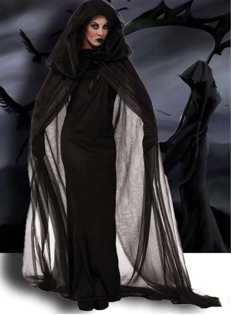 VUCATIN Cosplay Costumes Ghost Bride Costumes Hooded Capes for Women Photography Vintage Dresses Black Wedding Dresses - Image 1