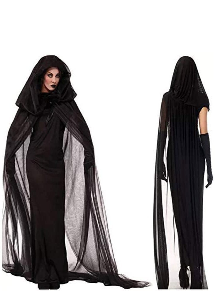 VUCATIN Cosplay Costumes Ghost Bride Costumes Hooded Capes for Women Photography Vintage Dresses Black Wedding Dresses - Image 2
