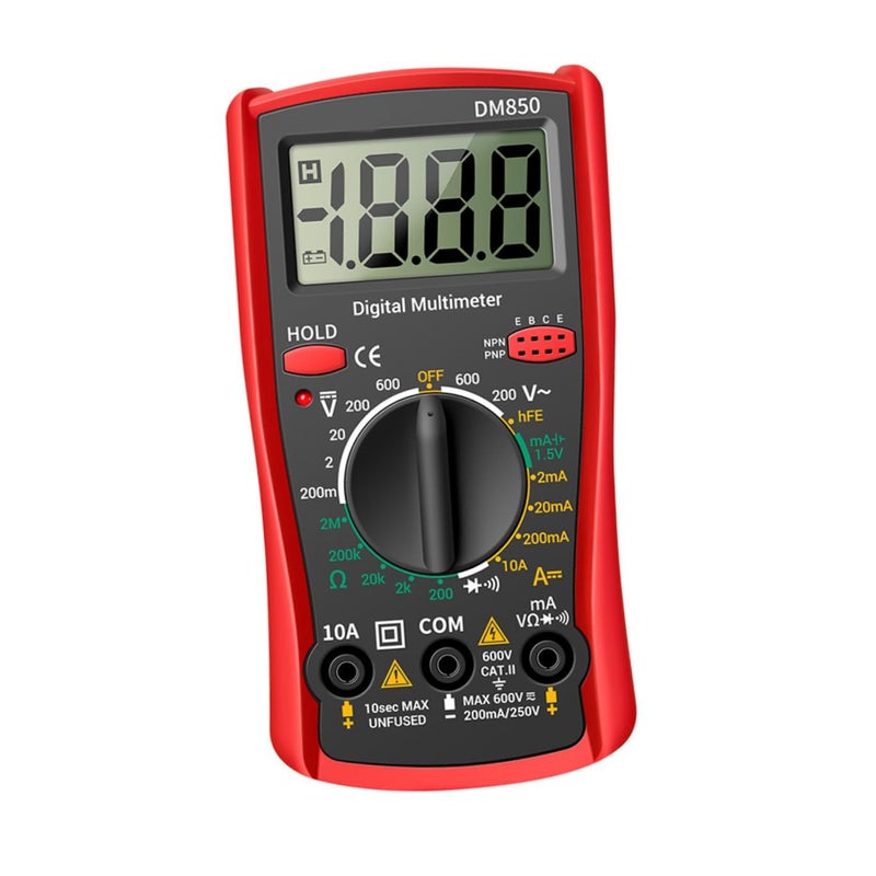 Red Digital Multimeter Handheld Voltage Current Resistance Tester - Image 2